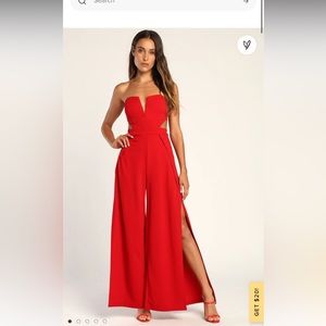 Lulus wide leg jumpsuit RED
